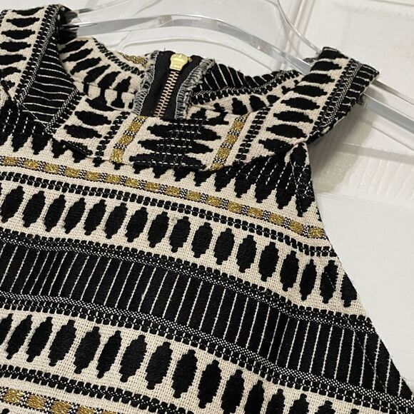 Judith March Jacquard High Neck Shift Dress in Black / Gold Sz Small - Picture 7 of 12